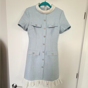 ✨ Sparkling Baby Blue Tweed Mini Dress ✨
